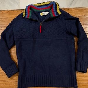 Like new Mini Boden Cable Half Zip Jumper sweater size 6-7 navy with rainbow